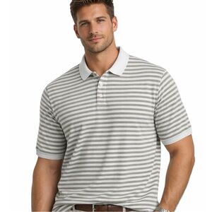 Vntage Burberry polo shirt men’s XXL. Tan/white Stripes. Spellout 90s Era